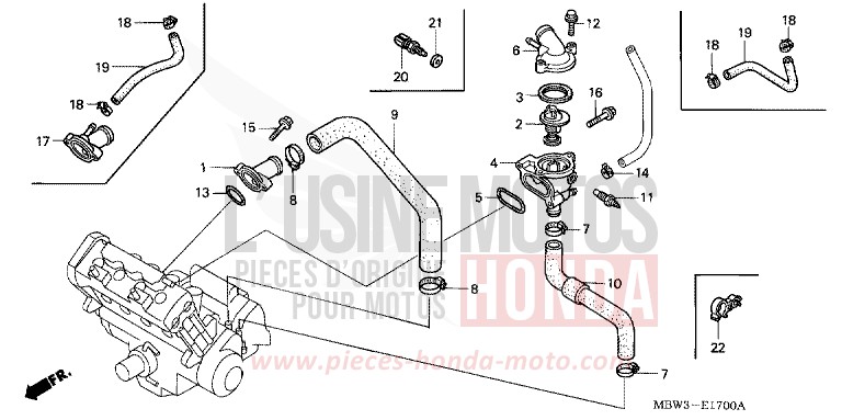 THERMOSTAT von CBR600F VR Special PEARL FLASH YELLOW (Y163) von 2001